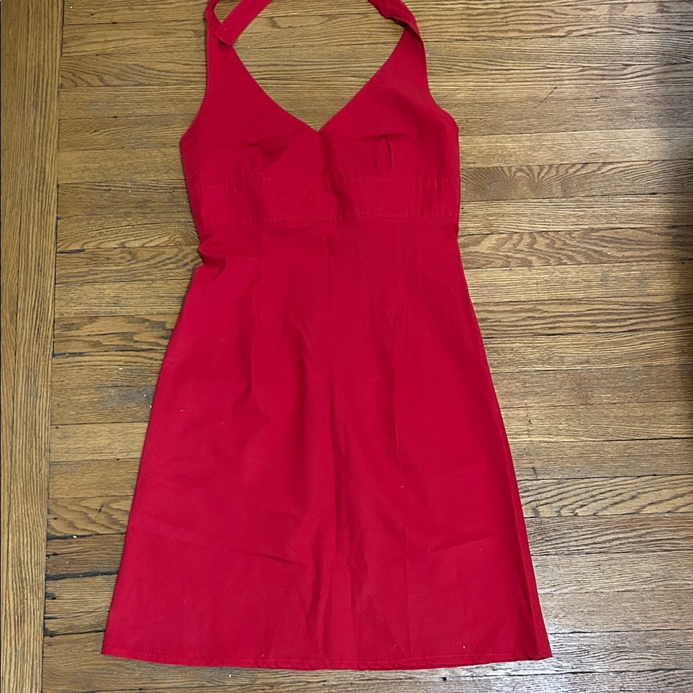 Sisley by United Colors of Benetton cotton halter Red Dress
